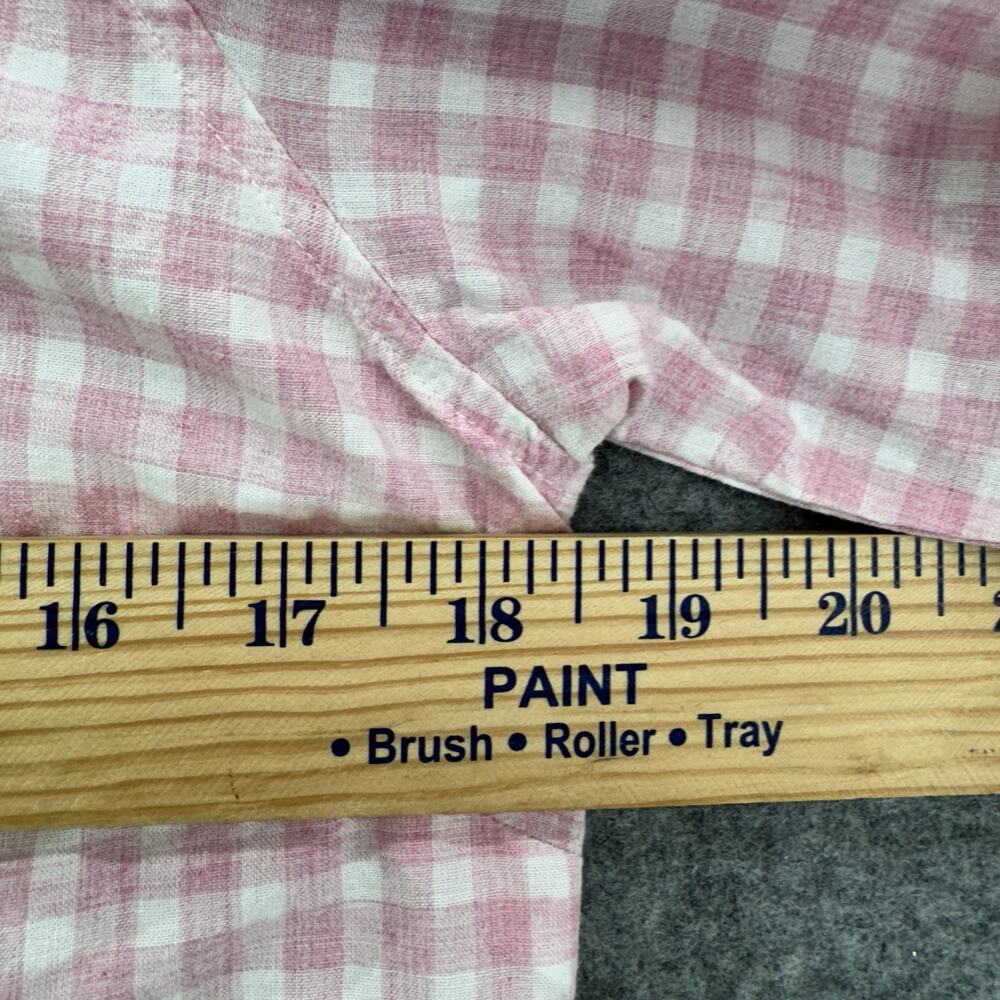 Untuckit Women Calina Gingham Button Shirt Size 8 Pink Long Sleeve Preppy Cotton - Picture 10 of 11